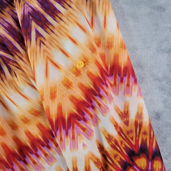 A.N.A A New Approach Women Blouse 2X Multicolor Geometric Print Long Sleeve Boho - Picture 5 of 10